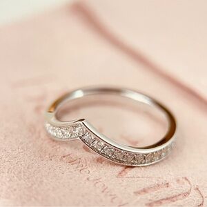 💎SALE💎0.6CTW Moissanite Curved Full Eternity Ring Band S925 with 18K Gold Plated